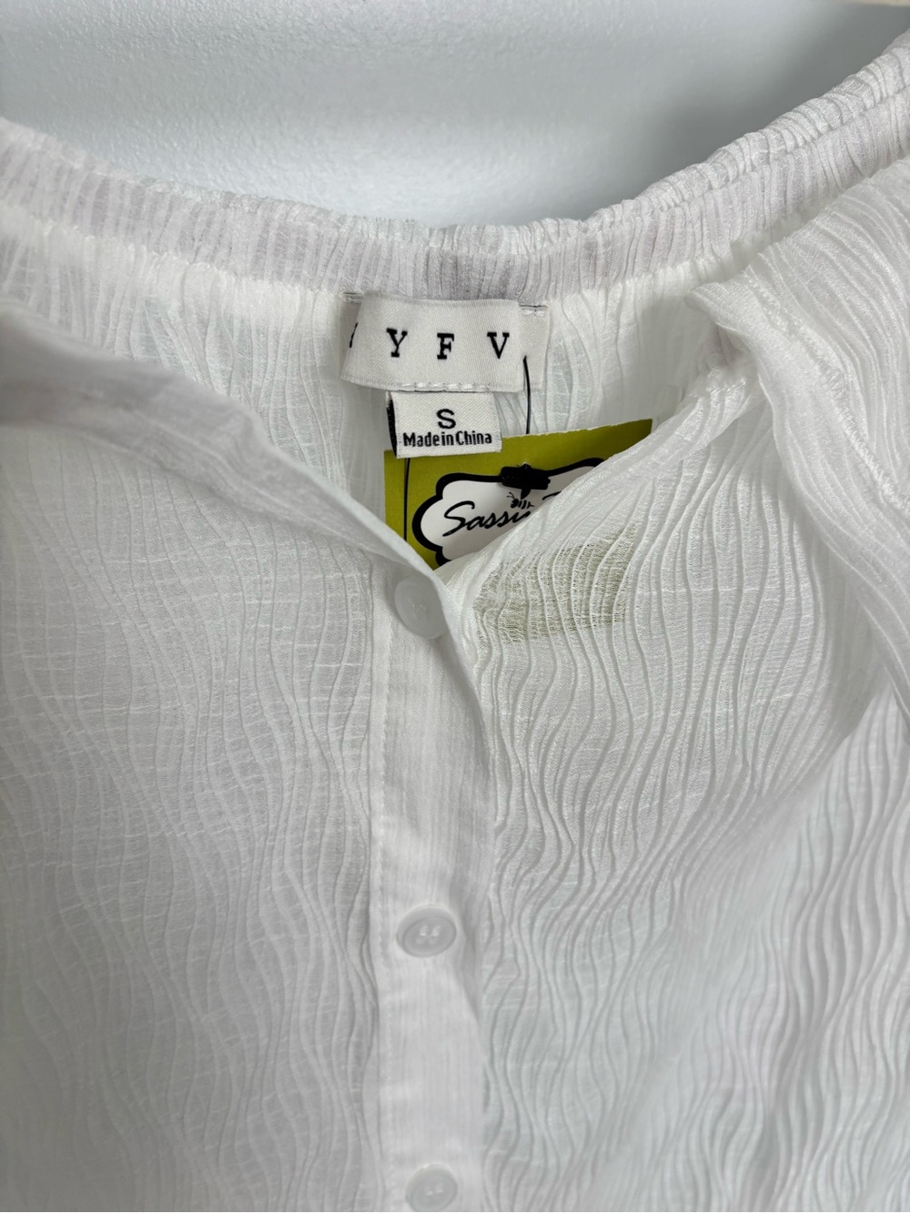 SAS Off-Shoulder White Ruffle Button-Down Blouse - Picture 3 of 4
